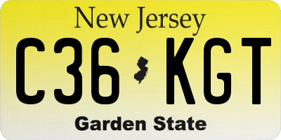 NJ license plate C36KGT