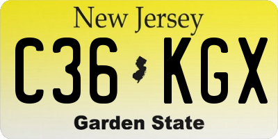 NJ license plate C36KGX