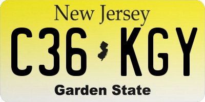 NJ license plate C36KGY