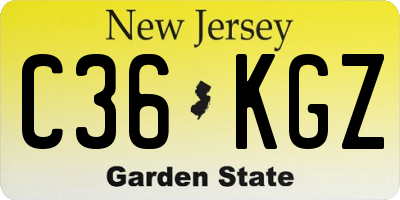 NJ license plate C36KGZ