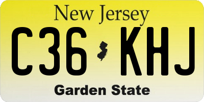 NJ license plate C36KHJ