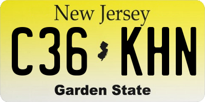 NJ license plate C36KHN