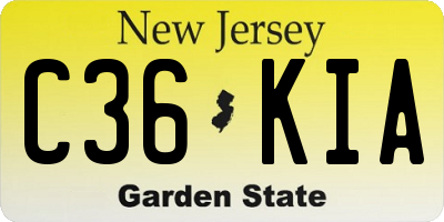 NJ license plate C36KIA