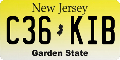 NJ license plate C36KIB