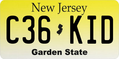 NJ license plate C36KID