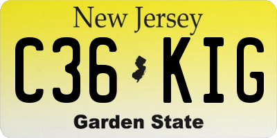 NJ license plate C36KIG