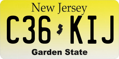 NJ license plate C36KIJ