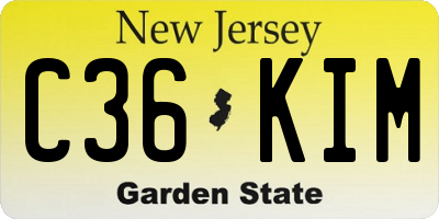 NJ license plate C36KIM