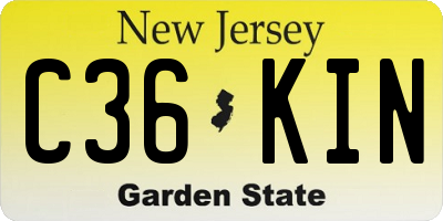 NJ license plate C36KIN