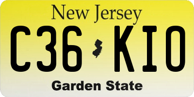 NJ license plate C36KIO