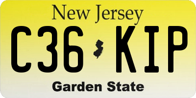 NJ license plate C36KIP