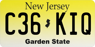 NJ license plate C36KIQ