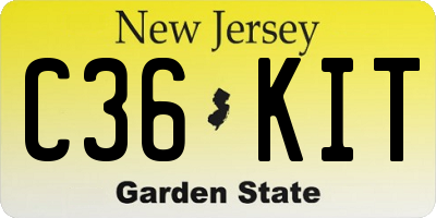 NJ license plate C36KIT