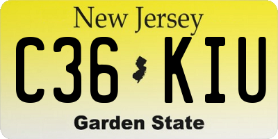NJ license plate C36KIU