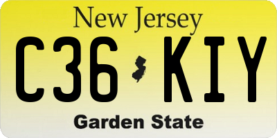 NJ license plate C36KIY