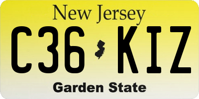 NJ license plate C36KIZ