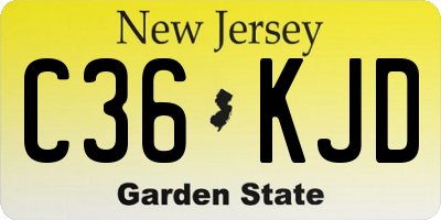 NJ license plate C36KJD
