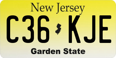 NJ license plate C36KJE