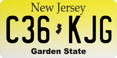 NJ license plate C36KJG