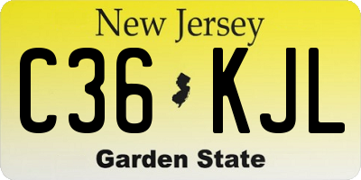 NJ license plate C36KJL