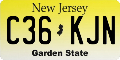 NJ license plate C36KJN