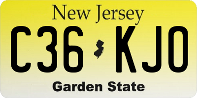 NJ license plate C36KJO
