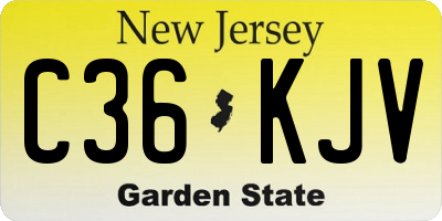 NJ license plate C36KJV