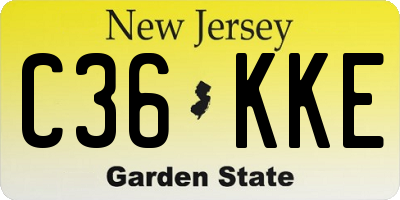 NJ license plate C36KKE