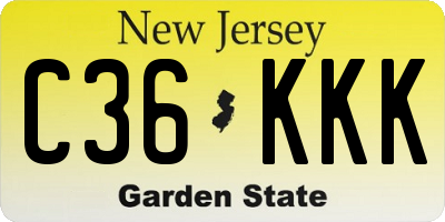 NJ license plate C36KKK