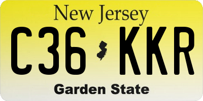NJ license plate C36KKR