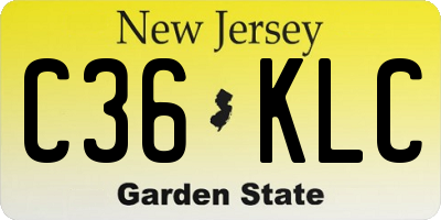 NJ license plate C36KLC