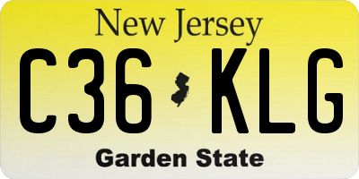 NJ license plate C36KLG