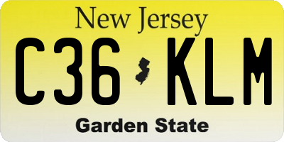 NJ license plate C36KLM