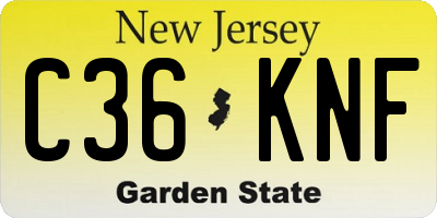 NJ license plate C36KNF