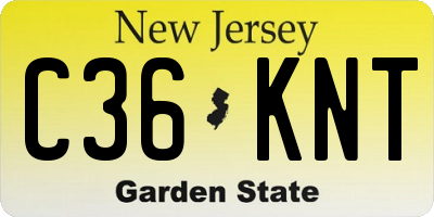 NJ license plate C36KNT