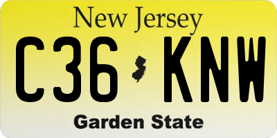 NJ license plate C36KNW