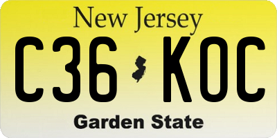 NJ license plate C36KOC