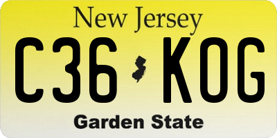 NJ license plate C36KOG