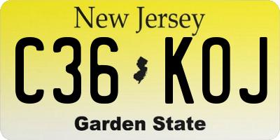 NJ license plate C36KOJ