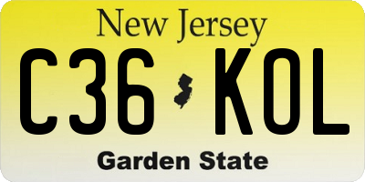 NJ license plate C36KOL