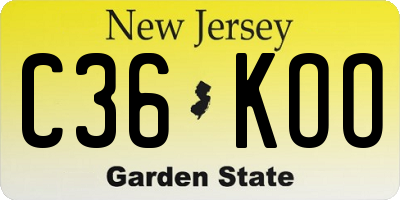 NJ license plate C36KOO