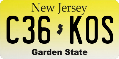 NJ license plate C36KOS