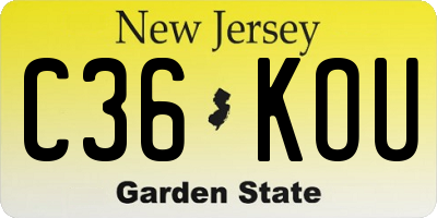 NJ license plate C36KOU