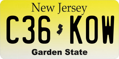 NJ license plate C36KOW