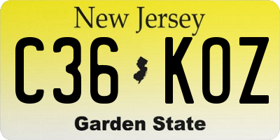 NJ license plate C36KOZ