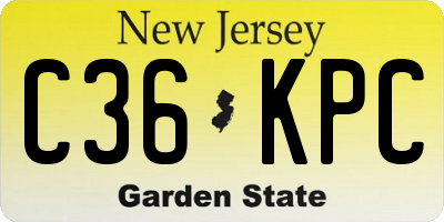 NJ license plate C36KPC