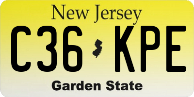 NJ license plate C36KPE
