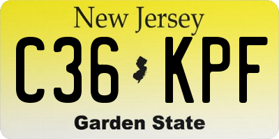 NJ license plate C36KPF