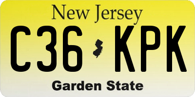 NJ license plate C36KPK