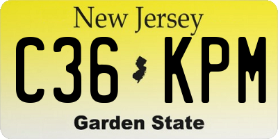 NJ license plate C36KPM
